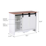 OS Home and Office Furniture Model 25306 Countryside Barn Door Buffet with Two Sliding Barn Doors and Three Drawers