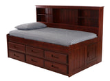 OS Home and Office Furniture Model 2822-K6-KD, Solid Pine Twin Daybed with Six Sturdy Drawers in Rich Merlot