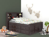 OS Home and Office Furniture Model 2921-K12-KD Full Size Bookcase Bed with Twelve Drawers in Dark Espresso