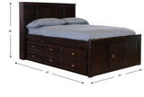 OS Home and Office Furniture Model 2921-K6-KD Full Size Bookcase Bed with Six Drawers in Dark Espresso