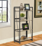 OS Home and Office Furniture Model 42244 No Tool Four Shelf Bookcase with Metal Legs and Sewn Oak Laminate Shelves