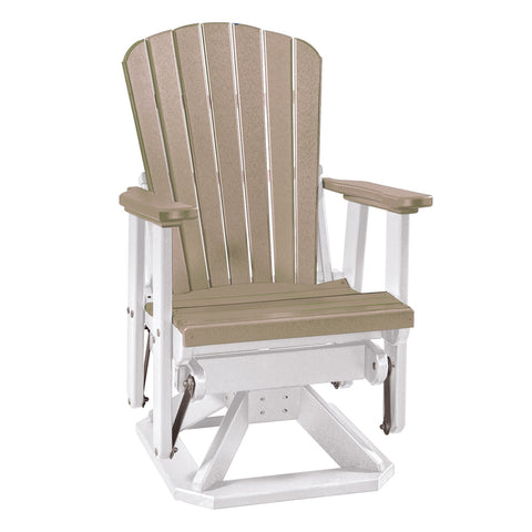 OS Home and Office Model 510WWWT Fan Back Swivel Glider  in WeatherWood with a White Base