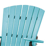 OS Home and Office Model 519ARB Fan Back Folding Adirondack Chair Made in the USA- Aruba Blue on Black Base