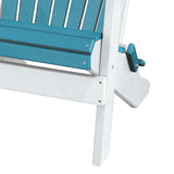 OS Home and Office Model 519ARW Fan Back Folding Adirondack Chair Made in the USA- Aruba Blue with White Base