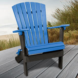 OS Home and Office Model 519BBK Fan Back Folding Adirondack Chair in Blue with a Black Base