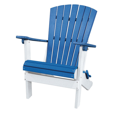 OS Home and Office Model 519BW Fan Back Folding Adirondack Chair Made in the USA- Blue on White Base