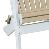 OS Home and Office Model 519WWWT Fan Back Folding Adirondack Chair in Weatherwood with a White Base
