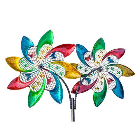 OS Home and Office Model 622245 Double Colorful Pinwheel Wind Spinner