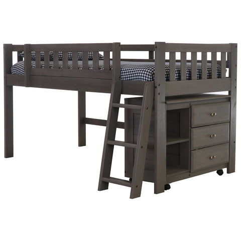 OS Home and Office Model 83204S Charcoal Gray Twin Low Loft with Chest