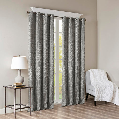 Olliix Mirage Knitted Jacquard Damask Total Blackout Grommet Top Curtain Panel 50x108"