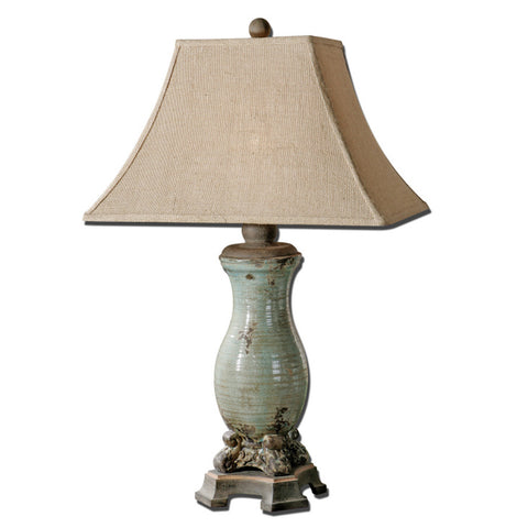 Uttermost Andelle Table Lamp w/ Burlap Linen Fabric Shade