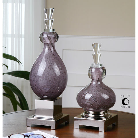Uttermost Charoite Purple Glass Bottles S/2