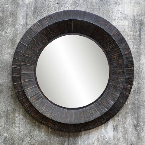 Uttermost Corral Round Wood Mirror