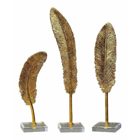 Uttermost Feathers Gold Sculpture - Set of 3