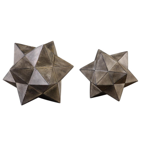 Uttermost Geometric Stars Concrete Sculpture - Set of 2