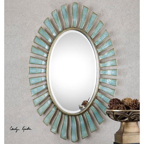 Uttermost Morvoren Blue-Gray Oval Mirror