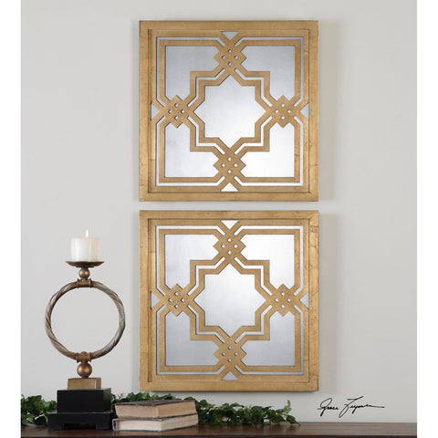 Uttermost Piazzale Gold Square Mirrors Set Of 2