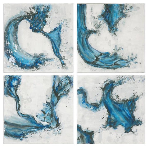 Uttermost Swirls In Blue Abstract Art - Set of 4