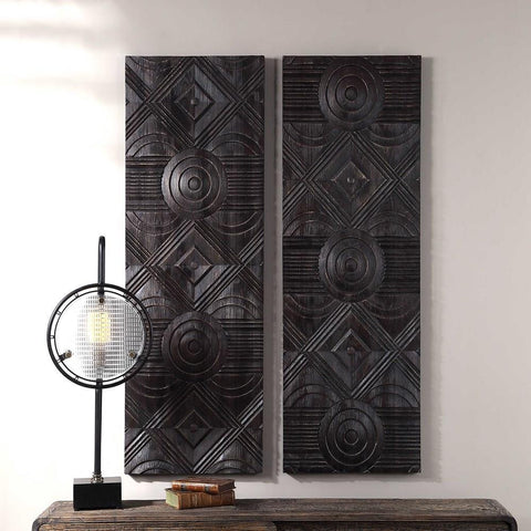 Uttermost Uttermost Asuka Carved Wood Wall Panels, Set of 2