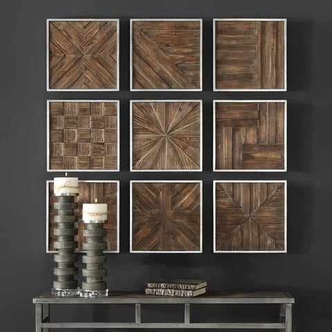 Uttermost Uttermost Bryndle Rustic Wooden Squares Set of 9
