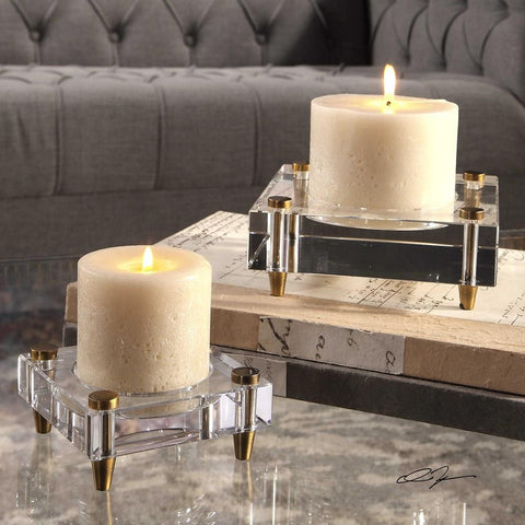 Uttermost Uttermost Claire Crystal Block Candleholders, Set of 2