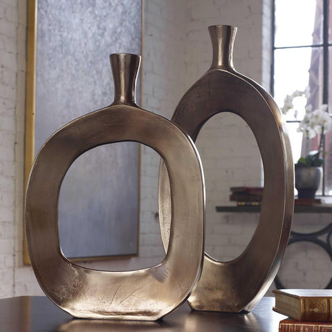 Uttermost Uttermost Kyler Textured Bronze Vases Set of 2
