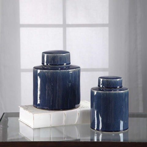 Uttermost Uttermost Saniya Blue Containers, Set of 2