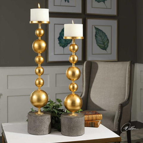 Uttermost Uttermost Selim Gold Sphere Candleholders Set of 2