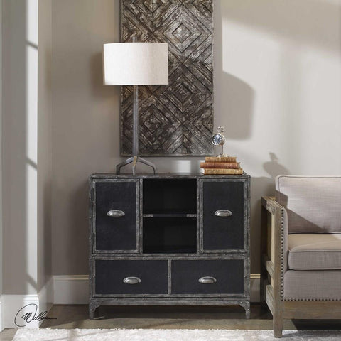 Uttermost Uttermost Shawn Black Leather Accent Chest