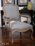 Uttermost Willa Arm Chair w/ Pine & White Mahogany Frame