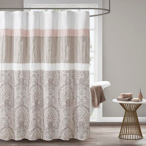 510 Design Shawnee Printed and Embroidered Shower Curtain with Liner 72x72"