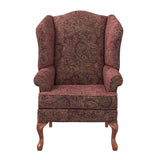 Comfort Pointe Paisley Cranberry Wing Back Chair in Cherry