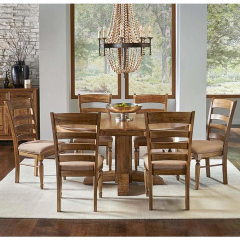 A-America Bennett 7 Piece Pedestal Dining Room Set w/Upholstered Chairs in Smoky Quartz