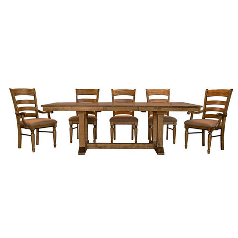 A-America Bennett 7 Piece Trestle Dining Room Set w/Upholstered Chairs in Smoky Quartz