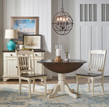A-America British Isles 8 Piece Oval Leaf Dining Room Set w/Slat Chairs in Chalk-Cocoa Bean