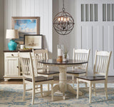 A-America British Isles 3 Piece Drop Leaf Dining Room Set w/Slat Chairs in Chalk-Cocoa Bean