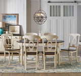A-America British Isles 7 Piece Oval Leaf Dining Room Set w/Slat Chairs in Chalk-Cocoa Bean