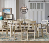 A-America British Isles 8 Piece Oval Leaf Dining Room Set in Chalk-Cocoa Bean