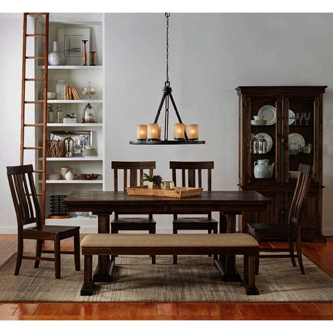 A-America Dawson 7 Piece Trestle Dining Room Set w/Wood Chairs in Wire Brushed Timber