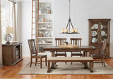 A-America Dawson 8 Piece Trestle Dining Room Set in Wire Brushed Timber