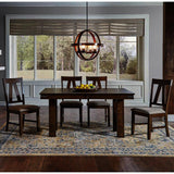 A-America Eastwood 5 Piece Trestle Dining Room Set w/Butterfly Leaf in Rich Tobacco