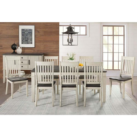 A-America Huron 10 Piece Leg Dining Room Set w/Slat Chairs in Cocoa-Chalk