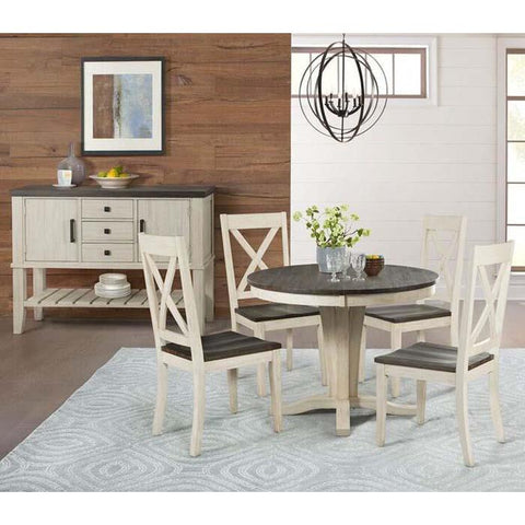 A-America Huron 6 Piece Pedestal Dining Room Set in Cocoa-Chalk