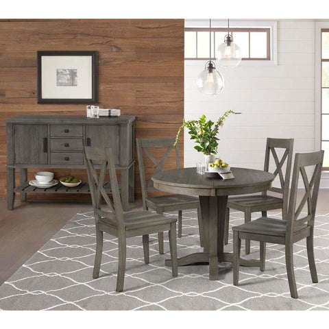 A-America Huron 6 Piece Pedestal Dining Room Set in Distressed Grey