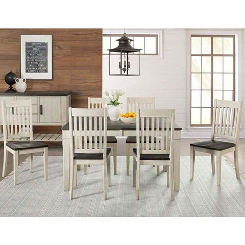 A-America Huron 7 Piece Leg Dining Room Set w/Slat Chairs in Cocoa-Chalk