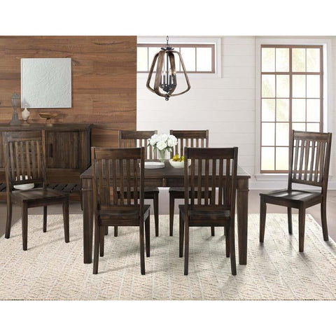 A-America Huron 7 Piece Leg Dining Room Set w/Slatback Chairs in Weathered Russet