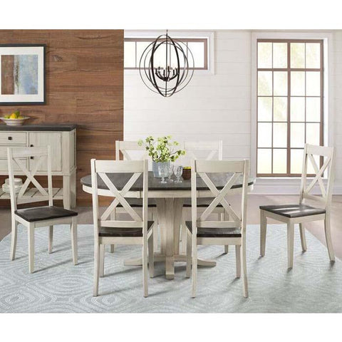 A-America Huron 7 Piece Pedestal Dining Room Set in Cocoa-Chalk