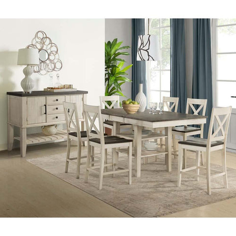 A-America Huron 8 Piece Gather Height Table Set in Cocoa-Chalk
