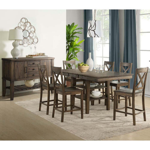 A-America Huron 8 Piece Gather Height Table Set in Weathered Russet