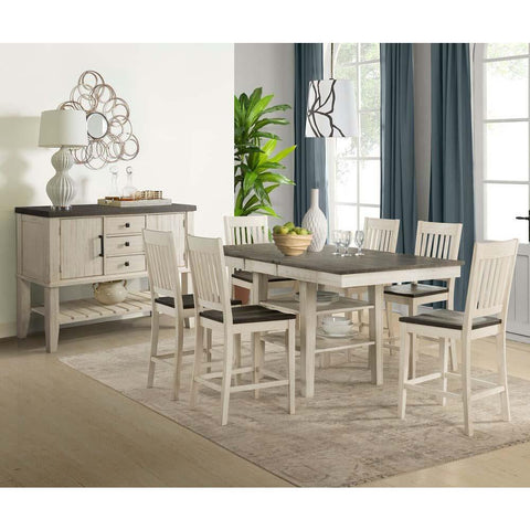 A-America Huron 8 Piece Gather Height Table Set w/Slat Barstools in Cocoa-Chalk